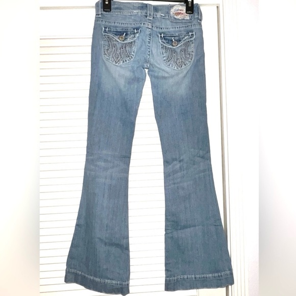 Y2K Low Rise MEK Denim USA Seychelles Flare Light Blue Jeans Women’s Size 25 - Picture 3 of 11